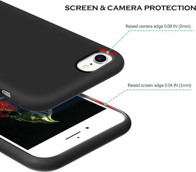 Alt view image 2 of 7 - iPhone SE 2022 Case,iPhone SE Case 2020,iPhone 8 Case,iPhone 7 Case Slim Liquid Silicone Soft Gel Rubber Protective Bumper Phone Cover for iPhone SE 3rd Generation/SE 2nd Gen/8/7 4.7 inch,Black