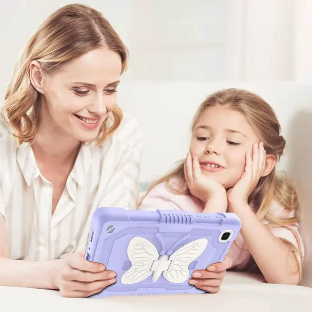 Alt view image 7 of 7 - Case for Samsung Galaxy Tab A7 Lite, Galaxy Tab A7 Lite Case 8.7 inch Kids Girls Silicone Butterfly Shockproof Protective Tablet Cover with Kickstand for Tab A7 Lite SM-T225/T220/T227, Purple