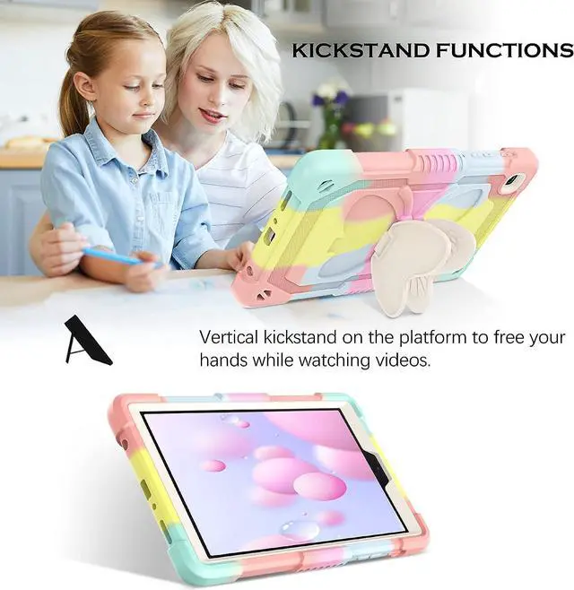 Alt view image 7 of 7 - Samsung Galaxy Tab A7 Lite Case 8.7 inch with Pencil Holder Kids Girls Women Kickstand Shockproof Protective Tablet Cover for Samsung Galaxy Tab A7 Lite 8.7" SM-T225/T220/T227, Colorful Pink