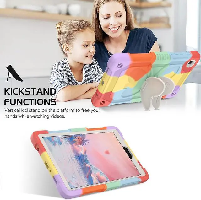 Alt view image 5 of 7 - Case for Samsung Galaxy Tab A7 Lite, 8.7 inch Kids Girls Soft Silicone + PC Butterfly Shockproof Protective Cover with Kickstand for Samsung Tab A7 Lite SM-T225/T220/T227, Colorful Red