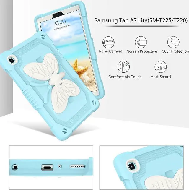Alt view image 5 of 7 - Samsung Galaxy Tab A7 Lite Case,Galaxy Tab A7 Lite Case 8.7 inch with Butterfly Wings Kickstand Kids Girls Shockproof Protective Tablet Cover for Samsung Tab A7 Lite 8.7" SM-T225/T220/T227,Blue