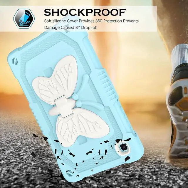 Alt view image 6 of 7 - Samsung Galaxy Tab A7 Lite Case,Galaxy Tab A7 Lite Case 8.7 inch with Butterfly Wings Kickstand Kids Girls Shockproof Protective Tablet Cover for Samsung Tab A7 Lite 8.7" SM-T225/T220/T227,Blue