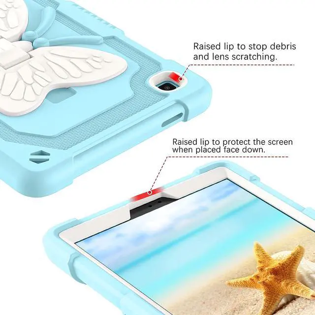 Alt view image 4 of 7 - Samsung Galaxy Tab A7 Lite Case,Galaxy Tab A7 Lite Case 8.7 inch with Butterfly Wings Kickstand Kids Girls Shockproof Protective Tablet Cover for Samsung Tab A7 Lite 8.7" SM-T225/T220/T227,Blue