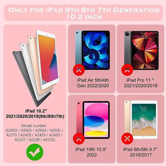 Alt view image 5 of 7 - iPad 10.2 Inch Case,iPad 9th 8th 7th Generation Case,iPad air 3rd Gen Case with Pencil Holder Kids Girls Butterfly Kickstand Shockproof Protective Cover for iPad 9th 8th 7th Gen 2021/2020,Pink