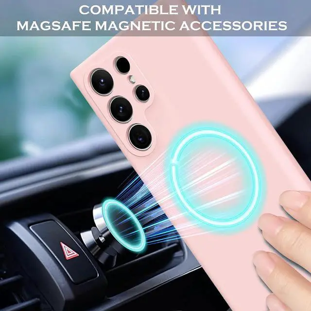 Alt view image 4 of 7 - Designed for Samsung Galaxy S23 Ultra Case, [Compatible with MagSafe] Magnetic Liquid Silicone Slim Fit Camera Protector Women Girls Soft Shockproof Protective Phone Cover 6.8 Inch, Light Pink