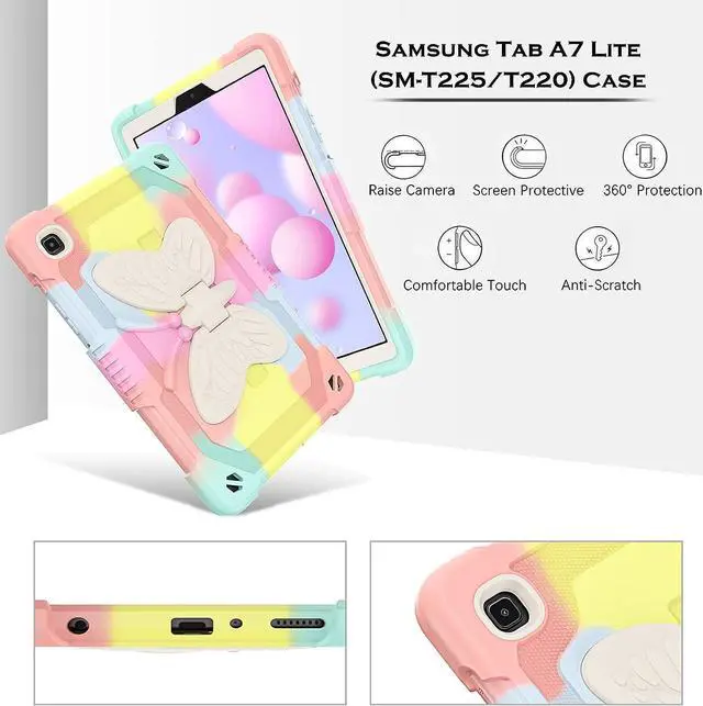 Alt view image 4 of 7 - Samsung Galaxy Tab A7 Lite Case 8.7 inch with Pencil Holder Kids Girls Women Kickstand Shockproof Protective Tablet Cover for Samsung Galaxy Tab A7 Lite 8.7" SM-T225/T220/T227, Colorful Pink