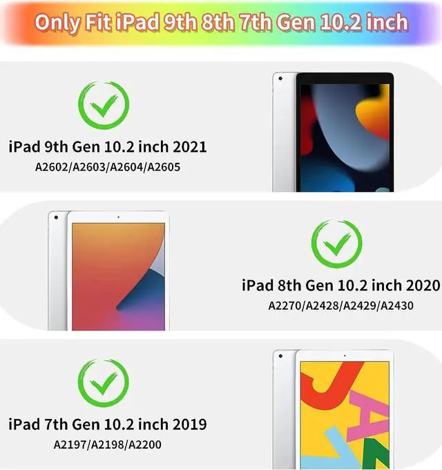 Alt view image 2 of 7 - for iPad 9th Generation Case 8th 7th Gen 10.2 inch with Screen Protector/Butterfly Kickstand/Lanyard/Keychain Rugged Case with Pencil Holder for Kids Girls Cover for iPad 10.2 Case Rose Red
