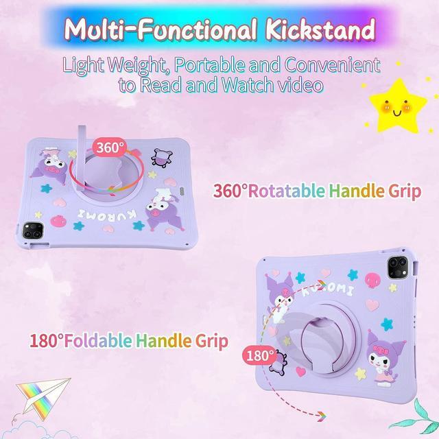 Alt view image 4 of 7 - for iPad Air 5th Generation Case iPad Pro 11 Inch Case 4th/3rd/2nd/1st with Kickstand Pencil Holder Lanyard Keychain for Girls Kids Cute Tablet Cover for iPad Air 5 4 10.9'' Lilac Purple