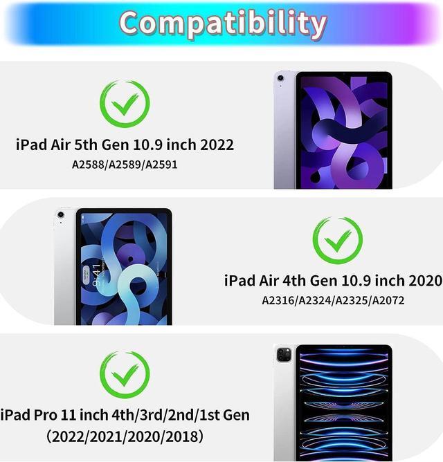 Alt view image 2 of 7 - for iPad Air 5th Generation Case iPad Pro 11 Inch Case 4th/3rd/2nd/1st with Kickstand Pencil Holder Lanyard Keychain for Girls Kids Cute Tablet Cover for iPad Air 5 4 10.9'' Lilac Purple