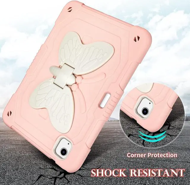 Alt view image 7 of 7 - for iPad Air 5th Generation Case with Kickstand Lanyard Keychain Pencil Holder Rugged Heavy Duty Case for Girls Kids Protective Tablet Cover for iPad Air 5th 4th Gen 2022 2020 10.9'' Pink