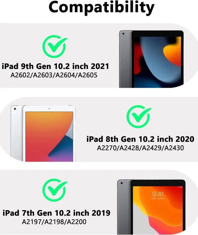 Alt view image 2 of 7 - for iPad 9th Generation Case iPad 8th 7th Generation Case with Kickstand Pencil Holder for Kids Girls Heavy Duty Rugged Protective Tablet Cover for iPad 10.2 Case 2021 2020 2019 Black Gold