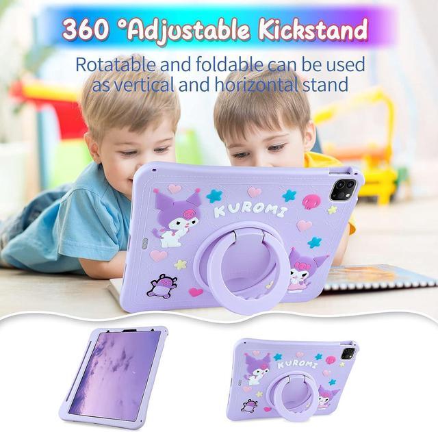 Alt view image 7 of 7 - for iPad Air 5th Generation Case iPad Pro 11 Inch Case 4th/3rd/2nd/1st with Kickstand Pencil Holder Lanyard Keychain for Girls Kids Cute Tablet Cover for iPad Air 5 4 10.9'' Lilac Purple