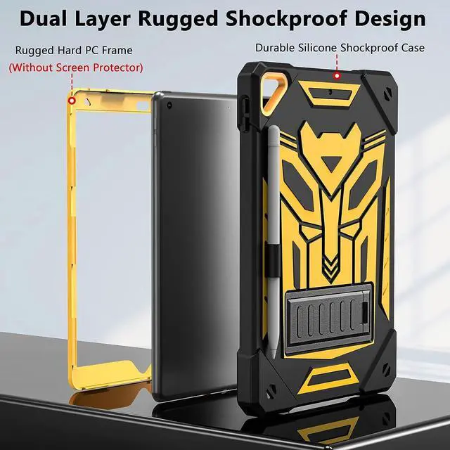 Alt view image 3 of 7 - for iPad 9th Generation Case iPad 8th 7th Generation Case with Kickstand Pencil Holder for Kids Girls Heavy Duty Rugged Protective Tablet Cover for iPad 10.2 Case 2021 2020 2019 Black Gold