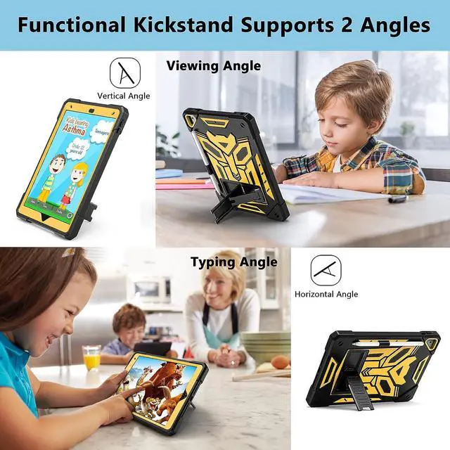 Alt view image 4 of 7 - for iPad 9th Generation Case iPad 8th 7th Generation Case with Kickstand Pencil Holder for Kids Girls Heavy Duty Rugged Protective Tablet Cover for iPad 10.2 Case 2021 2020 2019 Black Gold
