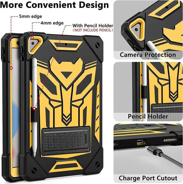 Alt view image 5 of 7 - for iPad 9th Generation Case iPad 8th 7th Generation Case with Kickstand Pencil Holder for Kids Girls Heavy Duty Rugged Protective Tablet Cover for iPad 10.2 Case 2021 2020 2019 Black Gold