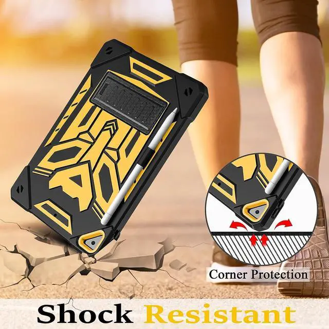 Alt view image 7 of 7 - for iPad 9th Generation Case iPad 8th 7th Generation Case with Kickstand Pencil Holder for Kids Girls Heavy Duty Rugged Protective Tablet Cover for iPad 10.2 Case 2021 2020 2019 Black Gold