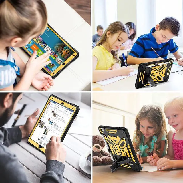 Alt view image 6 of 7 - for iPad 9th Generation Case iPad 8th 7th Generation Case with Kickstand Pencil Holder for Kids Girls Heavy Duty Rugged Protective Tablet Cover for iPad 10.2 Case 2021 2020 2019 Black Gold