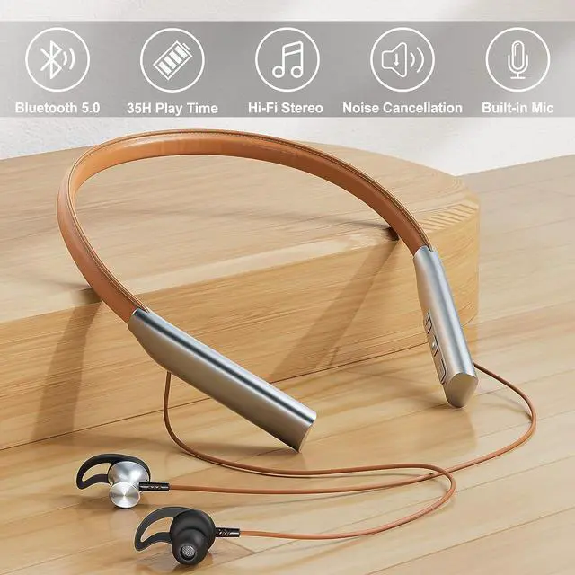 Alt view image 2 of 7 - Bluetooth Headphones,V5.0Wireless Headset Noise Cancelling, Waterproof Bluetooth Earbuds, 30Hrs Playtime Wireless Earbuds with Mic for Sports, Immersive Bass, 10mm Drivers in-Ear Earbuds