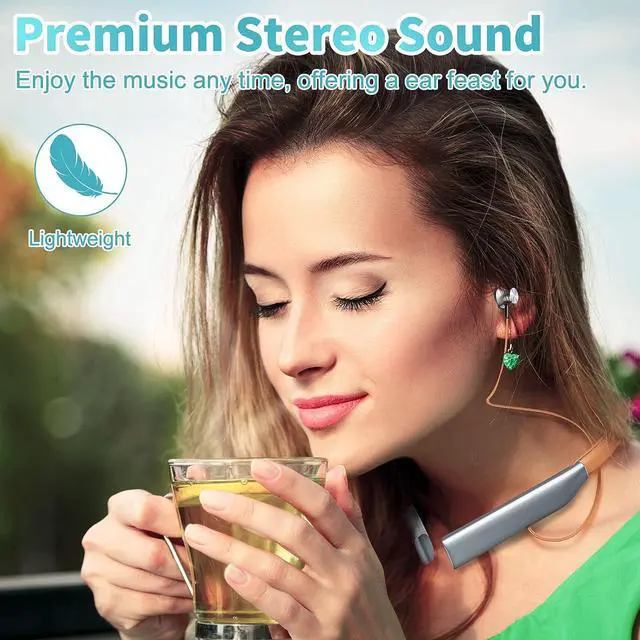 Alt view image 7 of 7 - Bluetooth Headphones,V5.0Wireless Headset Noise Cancelling, Waterproof Bluetooth Earbuds, 30Hrs Playtime Wireless Earbuds with Mic for Sports, Immersive Bass, 10mm Drivers in-Ear Earbuds
