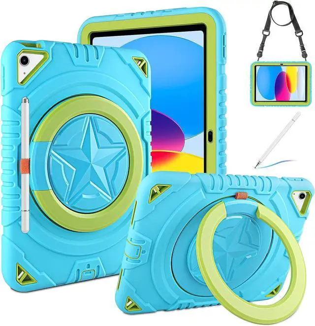 Main image of for iPad 10th Generation Case 2022 with Stylus Pen, 360 Rotating Stand, Pencil Holder, Shoulder Strap, Heavy Duty Rugged Protective Boys Kids Case Cover for iPad 10th Gen 10.9 inch Mint Green