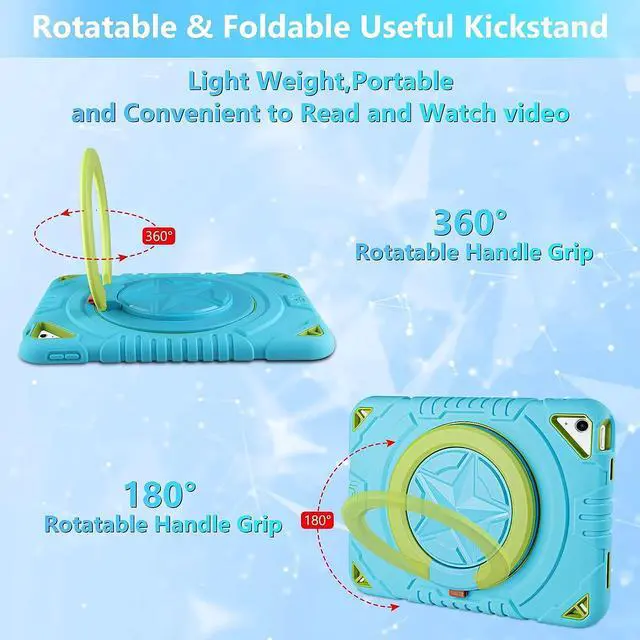 Alt view image 6 of 7 - for iPad 10th Generation Case 2022 with Stylus Pen, 360 Rotating Stand, Pencil Holder, Shoulder Strap, Heavy Duty Rugged Protective Boys Kids Case Cover for iPad 10th Gen 10.9 inch Mint Green