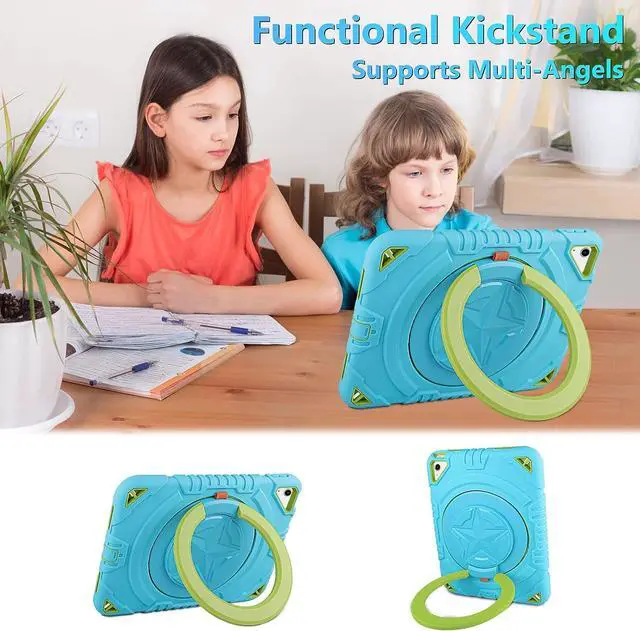Alt view image 7 of 7 - for iPad 10th Generation Case 2022 with Stylus Pen, 360 Rotating Stand, Pencil Holder, Shoulder Strap, Heavy Duty Rugged Protective Boys Kids Case Cover for iPad 10th Gen 10.9 inch Mint Green
