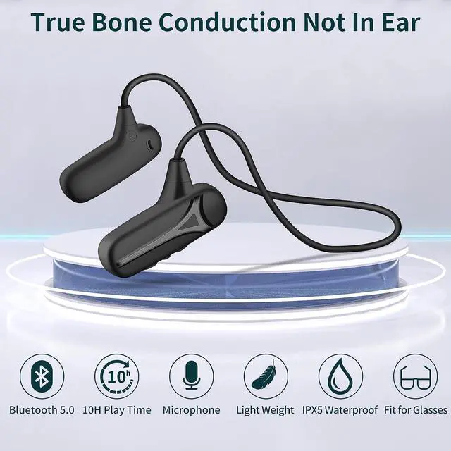 Alt view image 2 of 7 - Bone Conduction Headphones Bluetooth Wireless Open Ear Headphones Build in Microphone Stereo Sport Workout Headset Earphones for Running Cycling Hiking Driving for iPhone Android F1 Black