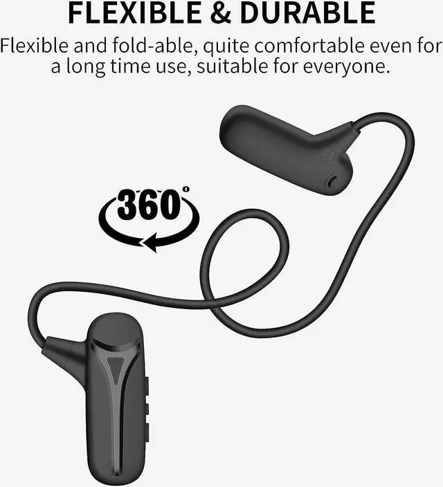Alt view image 7 of 7 - Bone Conduction Headphones Bluetooth Wireless Open Ear Headphones Build in Microphone Stereo Sport Workout Headset Earphones for Running Cycling Hiking Driving for iPhone Android F1 Black