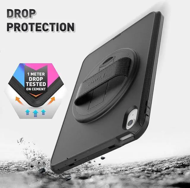 Alt view image 6 of 7 - iPad Mini 6 Case, iPad Mini 6th Generation Case (8.3 inch) 2021 Released: with Strong Protection, Screen Protector, Hand Strap, Shoulder Strap, 360° Rotating Stand, Pencil Holder - Black