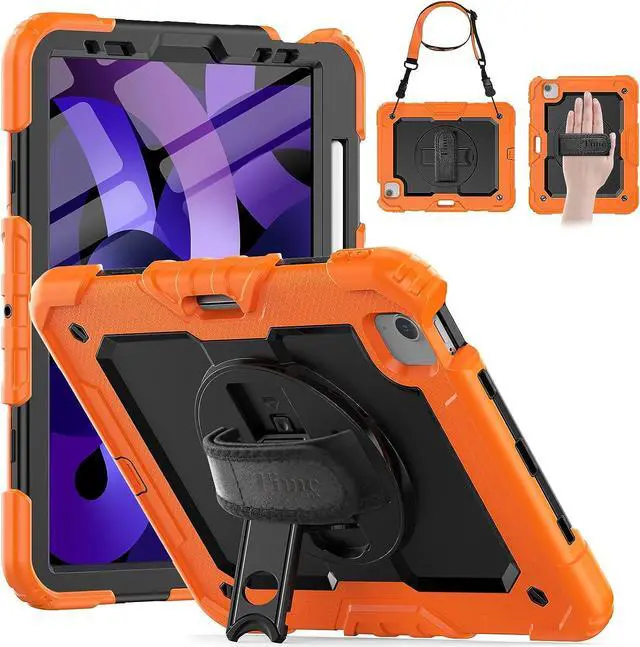 Main image of iPad Air 5 Case 2022 /iPad Air 4 Case with Pencil Holder, iPad Air 5th/4th Generation Case [Supports Pencil 2nd Gen Charging] Shockproof Protector Cases for iPad 10.9 Inch Stand Case, Orange