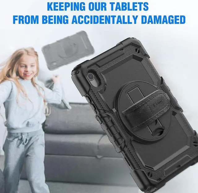 Alt view image 3 of 7 - Case for Lenovo Tab M8 (Lenovo TB-8505f Case, Lenovo Tablet M8 3rd/ 2nd Case, FHD/HD LTE 8 inch): with Strong Protection, Screen Protector, Hand Strap, Shoulder Strap, Rotating Stand - Black