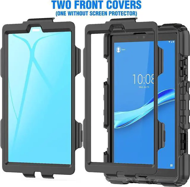 Alt view image 7 of 7 - Case for Lenovo Tab M8 (Lenovo TB-8505f Case, Lenovo Tablet M8 3rd/ 2nd Case, FHD/HD LTE 8 inch): with Strong Protection, Screen Protector, Hand Strap, Shoulder Strap, Rotating Stand - Black
