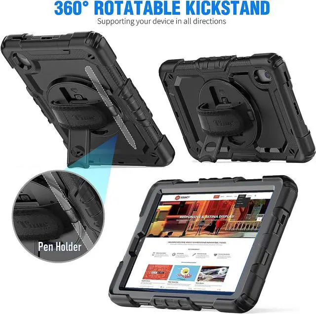 Alt view image 6 of 7 - Case for Lenovo Tab M8 (Lenovo TB-8505f Case, Lenovo Tablet M8 3rd/ 2nd Case, FHD/HD LTE 8 inch): with Strong Protection, Screen Protector, Hand Strap, Shoulder Strap, Rotating Stand - Black