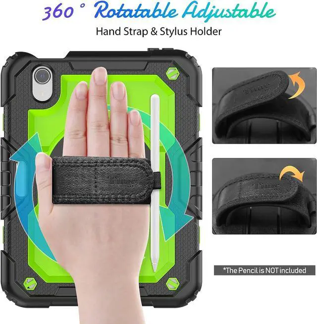 Alt view image 3 of 7 - iPad 9th/ 8th/ 7th Generation Case (iPad 10.2 Case, iPad 9/8/ 7 Case): with Strong Protection, Screen Protector, Handle, Shoulder Strap, 360° Rotating Stand, Pencil Holder - Black
