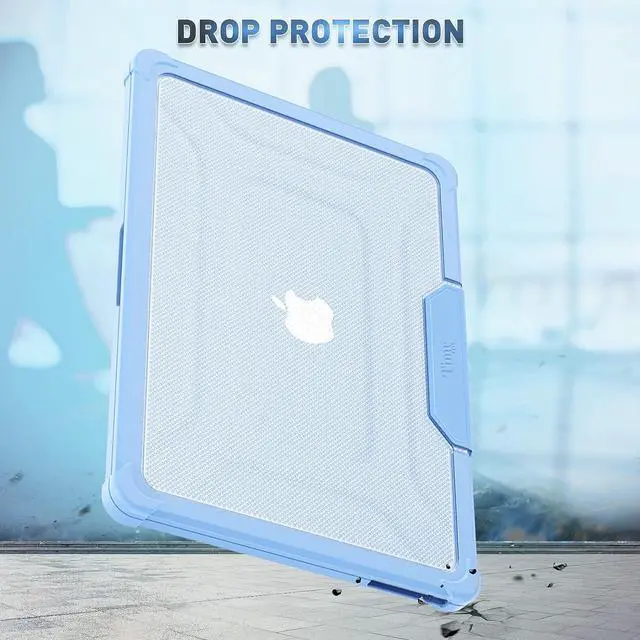 Alt view image 3 of 7 - MacBook Air M2 Case (MacBook Air 13.6 inch Case 2022 Release A2681 M2 Chip): with Strong Protection, Scratch-Proof, Shockproof, Dropproof, Stand and Heat Dissipation - SkyBlue