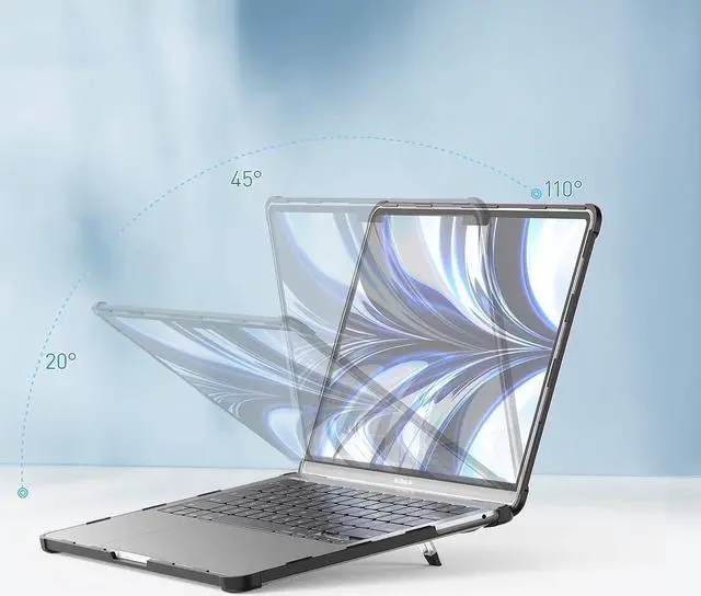 Alt view image 5 of 7 - MacBook Air M2 Case (MacBook Air 13.6 inch Case 2022 Release A2681 M2 Chip): with Strong Protection, Scratch-Proof, Shockproof, Dropproof, Stand and Heat Dissipation - Black