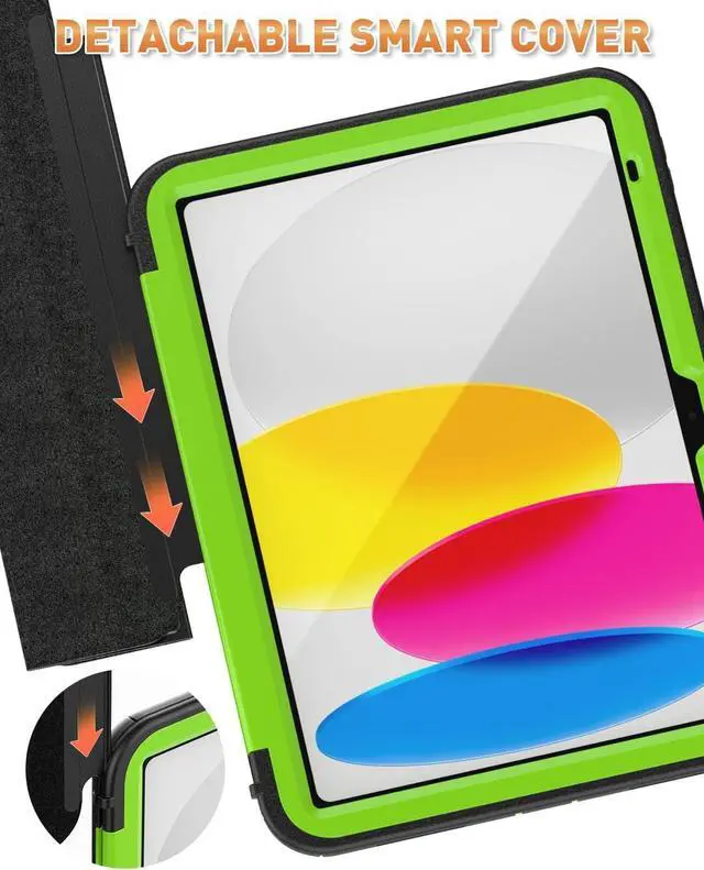 Alt view image 6 of 7 - Case for iPad 10th Generation 10.9 inch 2022. Heavy Duty Tri-fold Stand Shockproof Case for iPad 10th Generation with Pencil Holder, Auto Sleep/Wake Smart Cover for iPad 10.9 inch -Green