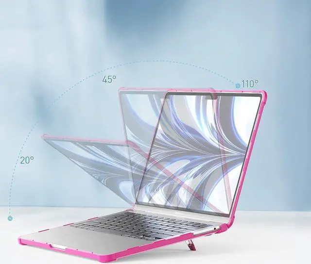 Alt view image 5 of 7 - MacBook Air M2 Case (MacBook Air 13.6 inch Case 2022 Release A2681 M2 Chip): with Strong Protection, Scratch-Proof, Shockproof, Dropproof, Stand and Heat Dissipation - Pink