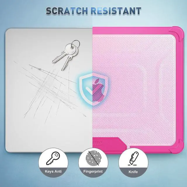 Alt view image 7 of 7 - MacBook Air M2 Case (MacBook Air 13.6 inch Case 2022 Release A2681 M2 Chip): with Strong Protection, Scratch-Proof, Shockproof, Dropproof, Stand and Heat Dissipation - Pink