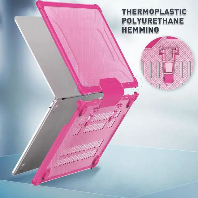Alt view image 6 of 7 - MacBook Air M2 Case (MacBook Air 13.6 inch Case 2022 Release A2681 M2 Chip): with Strong Protection, Scratch-Proof, Shockproof, Dropproof, Stand and Heat Dissipation - Pink