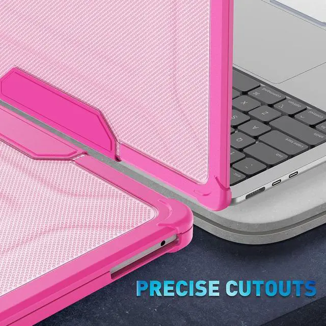 Alt view image 4 of 7 - MacBook Air M2 Case (MacBook Air 13.6 inch Case 2022 Release A2681 M2 Chip): with Strong Protection, Scratch-Proof, Shockproof, Dropproof, Stand and Heat Dissipation - Pink