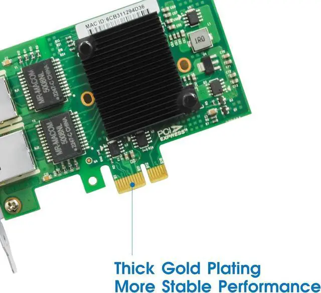 Alt view image 5 of 7 - Gigabit Network Card,10/100/1000Mbps Dual Ports RJ45 Copper Ethernet Adapter, with Intel 82576 Chip, PCI-Express X1 NIC Compare to Intel E1G42ET