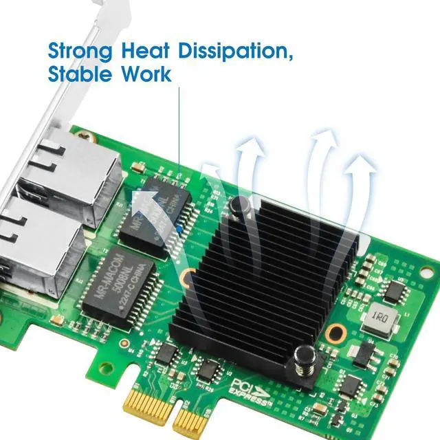 Alt view image 4 of 7 - Gigabit Network Card,10/100/1000Mbps Dual Ports RJ45 Copper Ethernet Adapter, with Intel 82576 Chip, PCI-Express X1 NIC Compare to Intel E1G42ET
