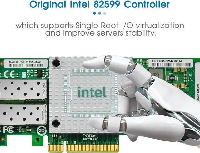 Alt view image 2 of 7 - Gigabit Network Card, 10/100/1000Mbps Dual-Ports RJ45 Copper Ethernet Adapter, with Intel I350 Chip, PCI-Express X1 NIC Support Windows Server/Linux/VMware