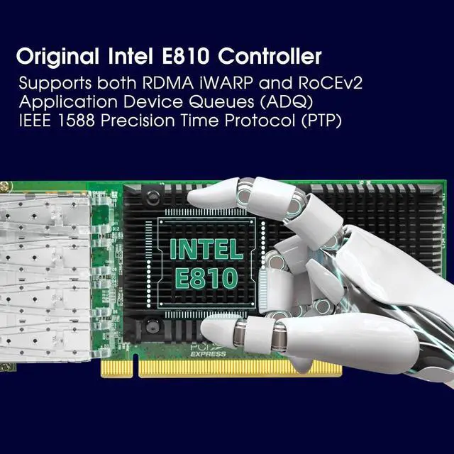 Alt view image 2 of 7 - 25Gb Network Card with Intel E810 Chip,Quad-Ports PCI Express Ethernet Adapter Support Windows Server/Linux/VMware, Compare to Intel E810-XXVDA4
