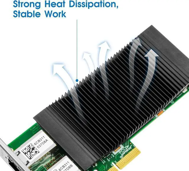 Alt view image 3 of 7 - Gigabit Network Card with Intel I350 Chip,Dual-RJ45 PoE+ Ports PCI Express v2.1 x4 Ethernet Adapter Support Linux/Windows/Windows Xp/VMware