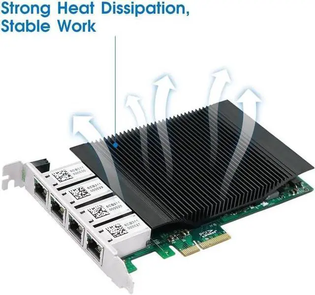 Alt view image 3 of 7 - Gigabit Network Card with Intel I350 Controller,4 RJ45 PoE+ Ports PCI Express v2.1 x4 Ethernet Adapter Support Windows/Windows Server/Linux