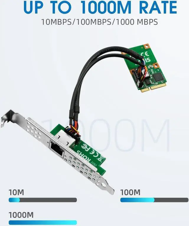 Alt view image 3 of 6 - Gigabit Network Card, 10/100/1000Mbps Single RJ45 Port Mini PCIe Ethernet Server Adapter, with Intel I210 Chip, Mini PCI Express NIC Support Windows Server/Linux/VMware