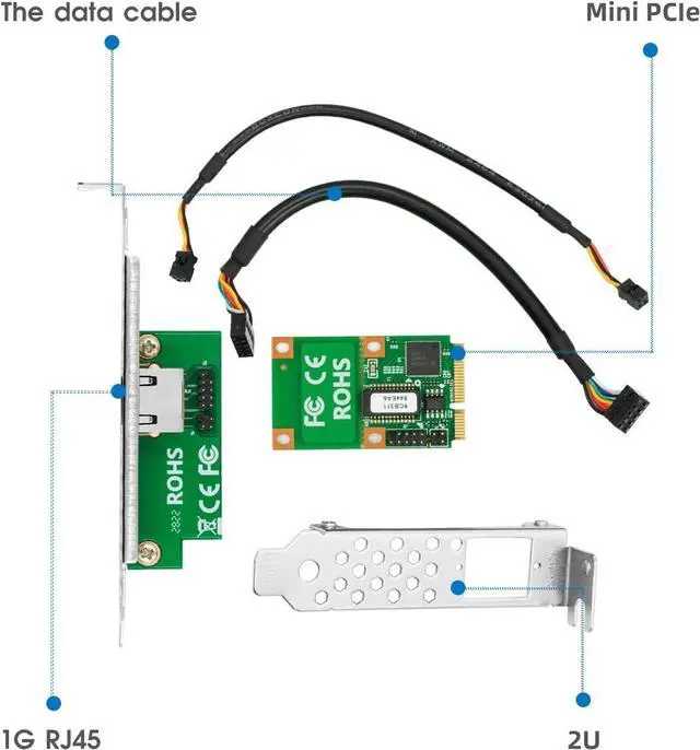 Alt view image 4 of 6 - Gigabit Network Card, 10/100/1000Mbps Single RJ45 Port Mini PCIe Ethernet Server Adapter, with Intel I210 Chip, Mini PCI Express NIC Support Windows Server/Linux/VMware