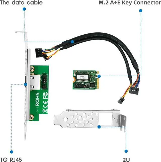 Alt view image 5 of 7 - 10/100/1000Mbps Gigabit Ethernet PCI Express NIC Network Card, with Intel I210 Chip,RJ45 Copper Single-Port,M.2 A+E Key Connector, Compare to Intel I210-T1 Support Windows Server/Windows, Linux